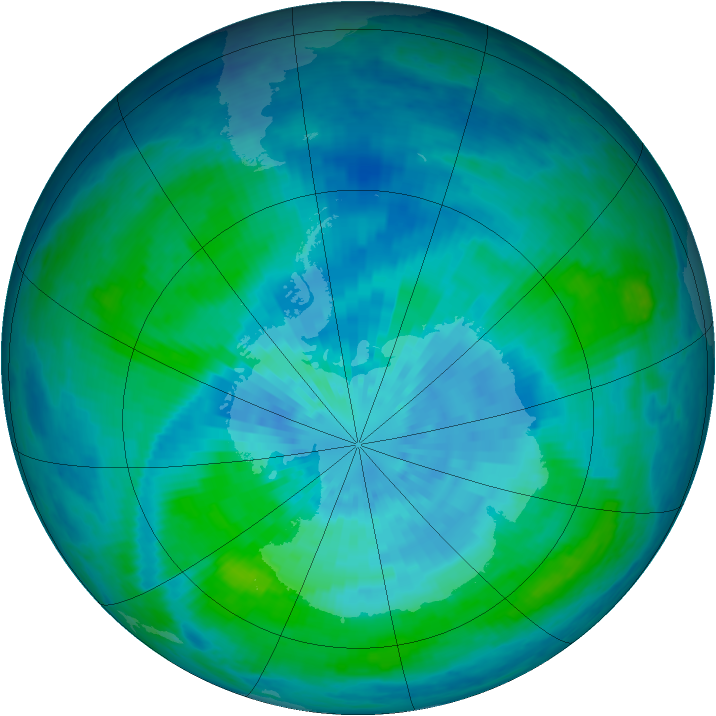 Antarctic ozone map for 19 March 2004